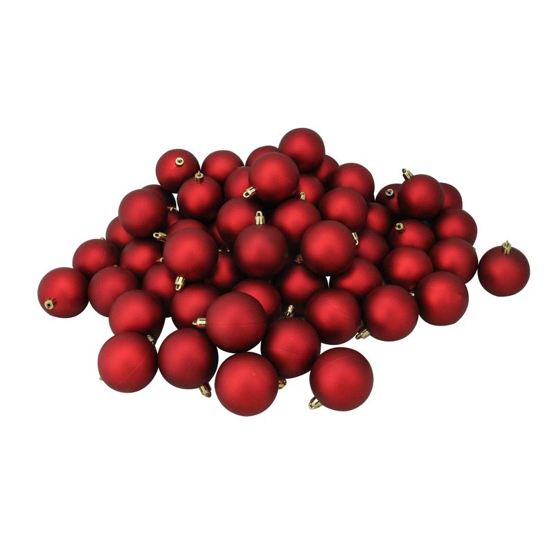 Northlight 60ct Shatterproof Matte Christmas Ball Ornament Set 2.5" - Red, 1 of 5