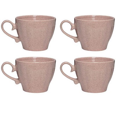 Amici Home Travertine Pink 18 oz Ceramic Coffee Mugs, Set of 4 Cups