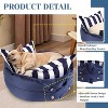 Hachikiko Calming 2-in-1 Pet Bed - Foldable Round Nest/Removable Cover/Non-Slip Base for Medium Dogs Under 40lbs (Blue Stripe, 23×23×9in) - 3 of 4