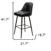HomeRoots 30" Black And Bronze Faux Leather And Steel Bar Height Swivel Bar Chair - 3 of 4