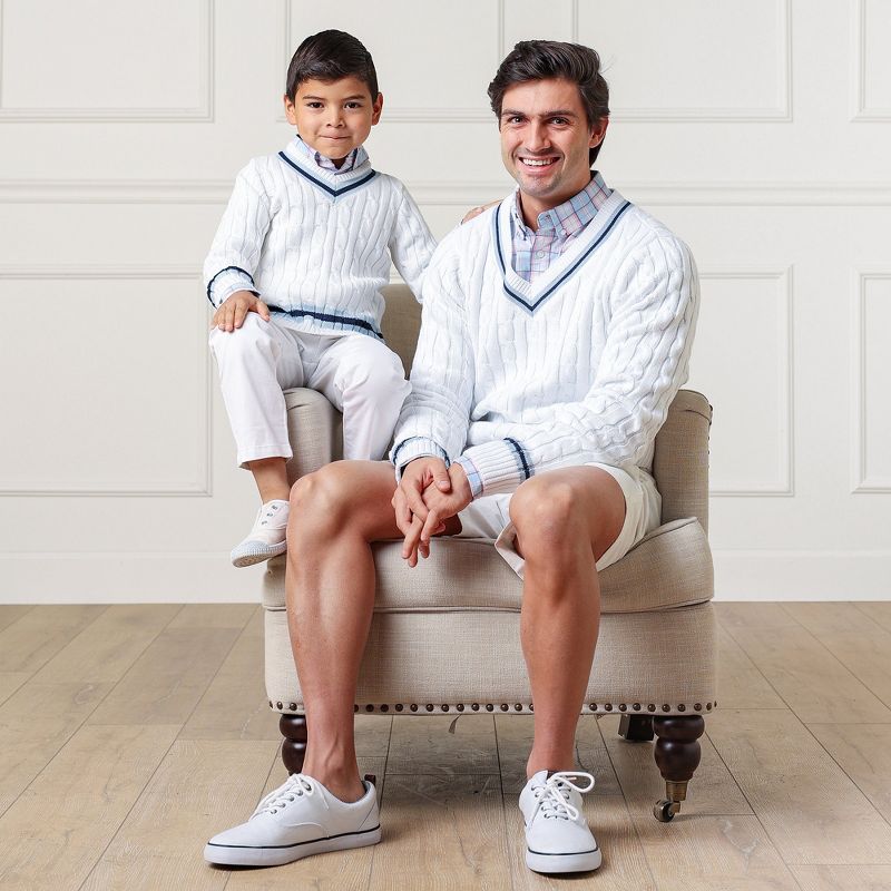 Hope & Henry Boys' Organic Long Sleeve V-Neck Cricket Sweater, Kids, 3 of 9