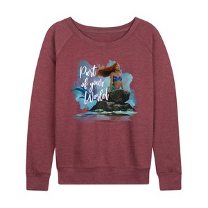 Women's - Disney - Part Of Your World Lightweight French Terry Wide Neck Long Sleeve Graphic Shirt - 1 of 4