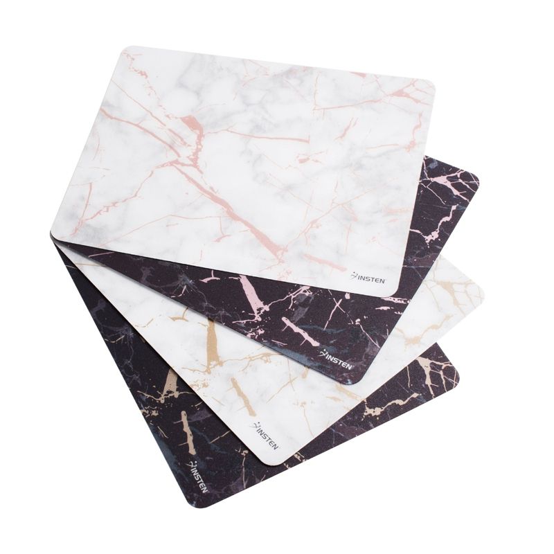 Insten Reflective Marble Design Mouse Pad - Anti-Slip Mat for Wired/Wireless Gaming Computer Mouse, White/Rose Gold, 4 of 10