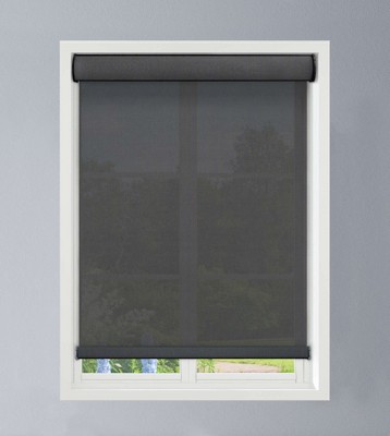 Linen Avenue Cordless Cassette 5% Solar Roller Shade,Black, Charcoal, and White (Arrives 1/4" Narrower)
