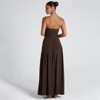 Clotth Women's Strapless Maxi Dress - Halter Neckline with Draped Back Detail, Long Skirt with Streamers,Backless Dress with Slit - 2 of 4