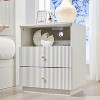 SinCiDo Nightstand w/Charging Station, 21.65" Modern Fluted Bedside Table w/2 Storage Drawers & Open Shelf, Wood End Table for Bedroom - 4 of 4