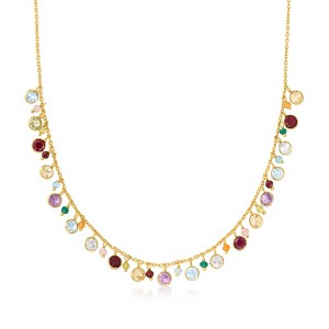 Ross-Simons 12.10 ct. t.w. Multi-Gemstone Necklace in 18kt Gold Over Sterling Size 18 - 1 of 4