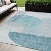 Teal Blue And Silver Geometric Washable Indoor Outdoor Area Rug - 2 of 4