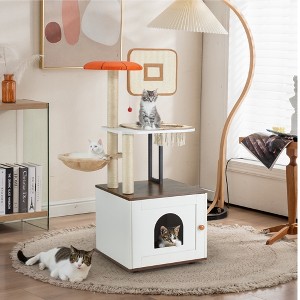 Erommy 50" Cat Tree with Cat Litter Box Enclosure, 2-in-1 Cat Tower, Cat Condo with Scratching Posts for Indoor Cats - 1 of 3