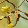 Ross-Simons 2.10 ct. t.w. Smoky Quartz, 1.00 ct. t.w. White Zircon and .20 ct. t.w. Black Spinel Owl Drop Earrings in 18kt Gold Over Sterling - 3 of 4