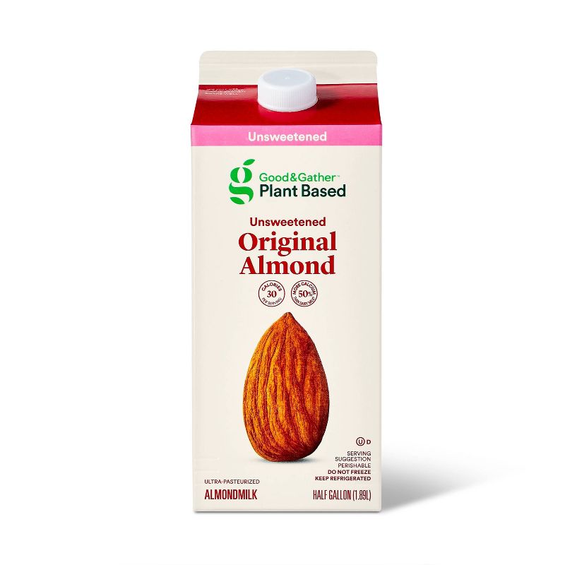 Unsweetened Original Almond Milk - 0.5gal - Good &#38; Gather&#8482;, 1 of 7