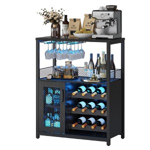 WATARRAN Coffee Bar Cabinet with Wine Rack and Glass Holder, Kitchen Sideboard Buffet Cabinet with Wine Rack Storage - 1 of 4