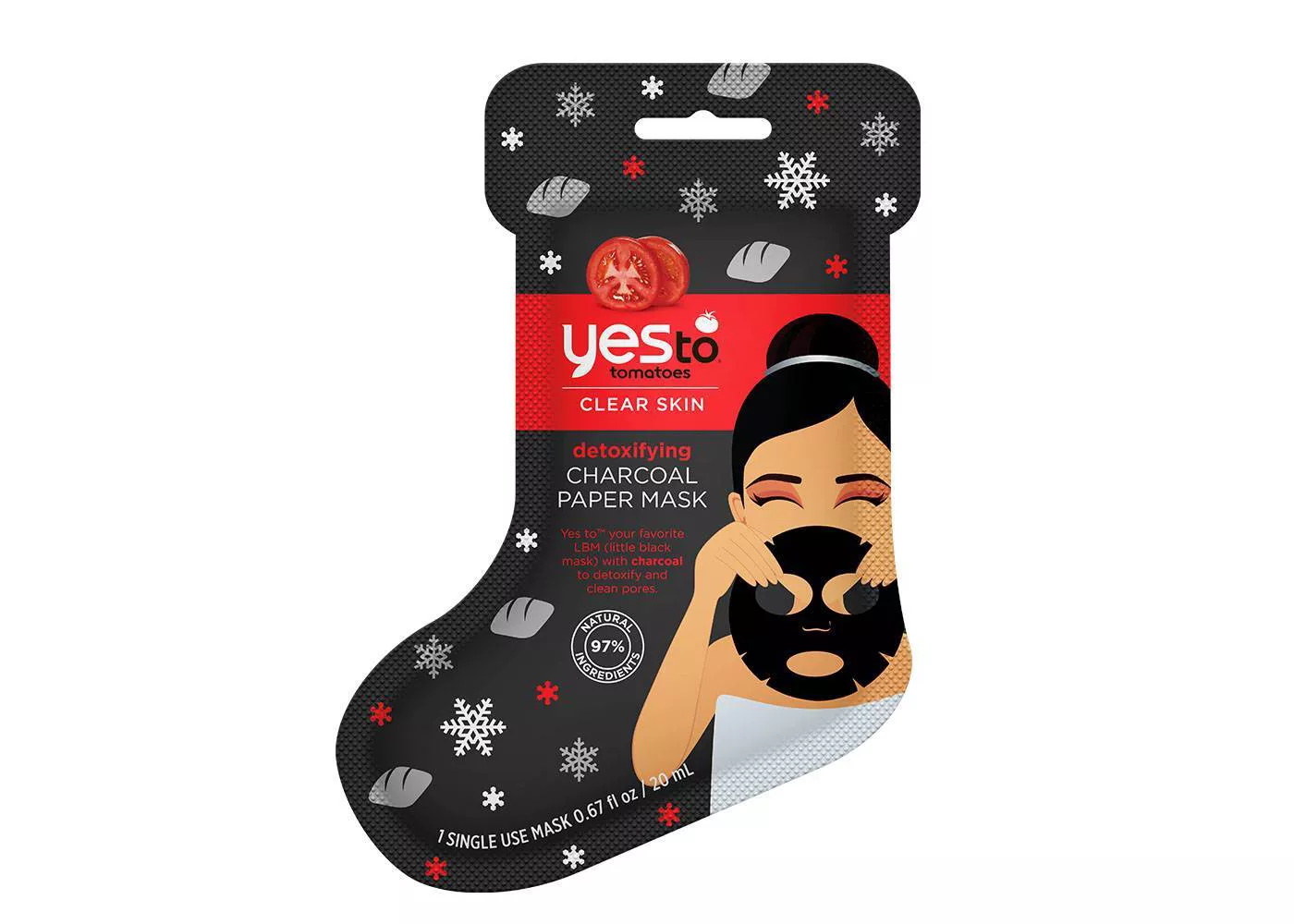 Yes To Tomatoes Clear Skin Detoxifying Charcoal Paper Mask - 0.67 fl oz - image 1 of 2
