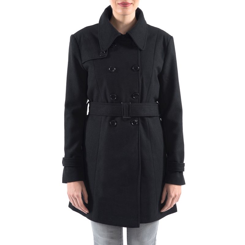 Alpine Swiss Keira Womens Wool Double Breasted Belted Trench Coat, 5 of 12