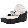 Nestfair Wicker Outdoor Double Lounge Day Bed with Adjustable Canopy and Cushions Beige/Black - 2 of 4