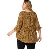 Agnes Orinda Women's Plus Size Babydoll Peplum High Low Hem V Neck 3/4 Sleeve Trendy Tops - 4 of 4