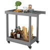 Utility Service Cart, 2-Shelf Outdoor Prep Cart Dining Table with Wheels and Lipped - 2 of 4