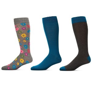 Memoi Flower Power Cotton Blend Crew Sock 3 Pack - 1 of 4