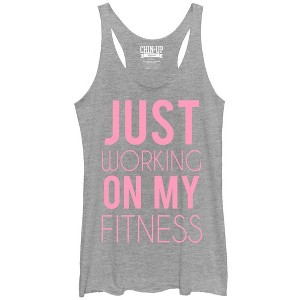 Women's CHIN UP Just Working on My Fitness Racerback Tank Top - 1 of 3