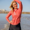 Calypsa Women's Half-Zip Long Sleeve Rash Guard UPF 50+ Nora Swim Top - 2 of 4