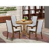HomeStock 5-Piece Round Natural Oak Finish Solid Wood Top Dining Table with 4 Parson Chair - 2 of 4
