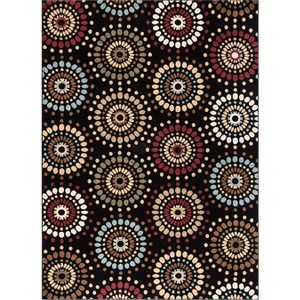 Well Woven Blossom Valley Floral Nature Modern Casual Abstract Retro Geometric Soft Black Area Rug - 1 of 4
