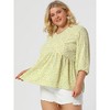 Agnes Orinda Women's Plus Size V Neck Babydoll 3/4 Lantern Sleeve Casual Floral Flowy Blouses - 4 of 4