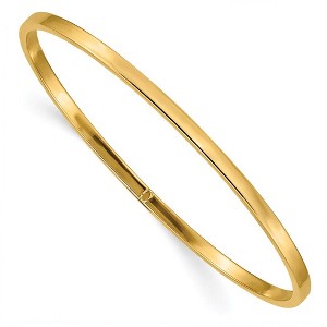 Black Bow Jewelry 3mm 14k Yellow Gold Polished Hollow Square Tube Bangle Bracelet - 1 of 4