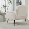 ZHUTA Accent Chair With Metal Gold Legs,Snowflake fabric Armchair for Living Room Bedroom, Dining Room Accent Club Guest Chair, Beige - 4 of 4