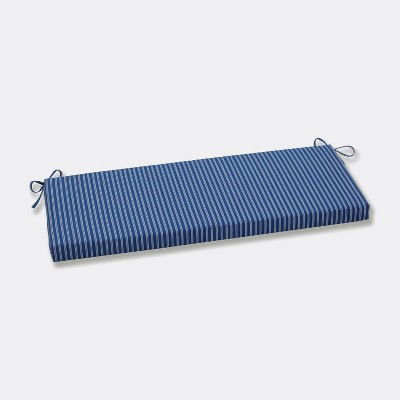 Resort Stripe Outdoor Bench Cushion Blue - Pillow Perfect: Weather-Resistant with Zipper, Fits Patio Benches