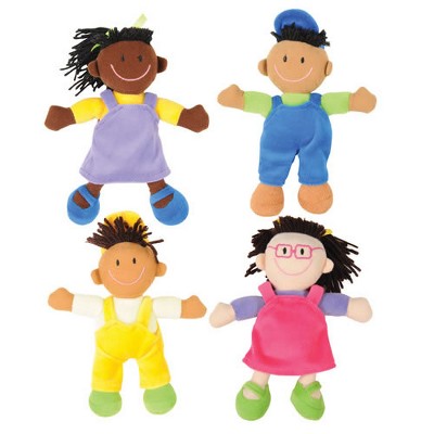 Kaplan Early Learning Diverse Soft Dolls with Yarn Hair - Set of 4