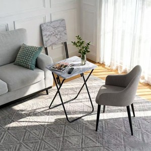 Homy Casa Joey Set of 2 Foldable Side Tables with Metal Frame, Modern TV Tray Tables for Living Room - 1 of 4