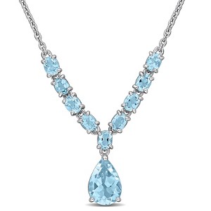 EVERLY JEWELRY | Sterling Silver 4 3/4 ct TGW SKY Blue Topaz Necklace, 18"+1" ext. - 1 of 4