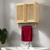 VANIRROR Bamboo Bathroom Wall Mounted Cabinet, Toilet Paper Hanging Storage Medicine Cabinet With 2 Vertical Slat Doors For Kitchen Laundry Room - 2 of 4