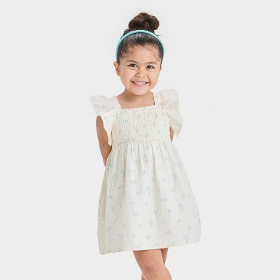 Toddler Girls' Smocked Gauze Dress - Cat & Jack™ Cream 3T