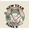 New Year, Same B**** Frog With Cocktail Adult Long Sleeve Hoodie - 2 of 2