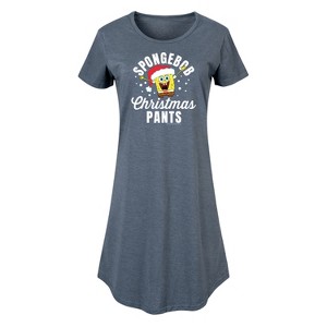 Women's - SpongeBob SquarePants - Christmas Pants Graphic T-shirt Dress - 1 of 4