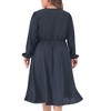 Agnes Orinda Women's Plus Size V Neck Long Sleeve Flowy Lace Trim Elasticated Waistband Evening Midi Dress - 4 of 4