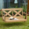 Outsunny 2 Person Porch Swing, Patio Swing, Outdoor Swing Bench with Pine Wood Frame and Hanging Chains for Garden and Yard, Natural - 3 of 4