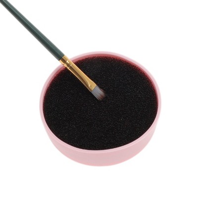 Compact Pink Round Makeup Sponge Brush Cleaner