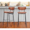 HomeRoots Set of Two 26" Brown And Black Faux Leather And Steel Counter Height Bar Chairs - 2 of 4