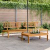 vidaXL Patio Pallet Middle Sofas Outdoor Furniture 2 Pcs - Solid Acacia Wood, Modular Design, Brown - 47.2" x 36.2" x 27.2" - 2 of 4