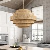 Dewdrop Coastal Farmhouse Pendant Light, Large Multi Tier Woven Raffia Chandelier with Gold Finish for Living Room Kitchen - 2 of 4