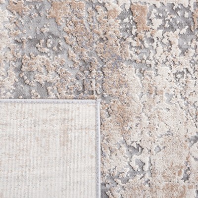 Ivory Abstract 2' x 8' Synthetic Easy Care Runner Rug