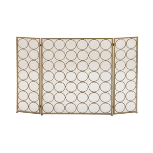 Modern Metal Fireplace Screen Brass - Olivia & May: 3-Panel Mesh Spark Guard - 1 of 4