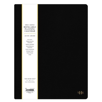 2021-22 Academic Faux Leather Planner 8.5" x 11" Weekly/Monthly Wirebound Refillable Black - The Home Edit by Blue Sky