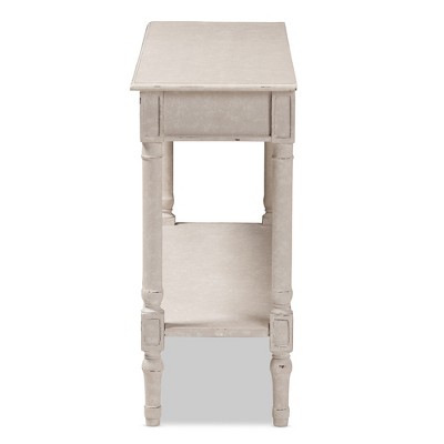 Ariella Country Cottage Whitewashed Console Table with Drawer