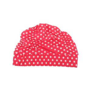 Unique Bargains Polyester Polka Dots Pattern Swim Cap 5.91"x9.25" Red White 1 Pc - 1 of 4