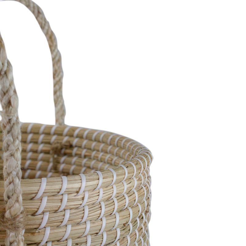 Northlight 14.5" Natural Woven Seagrass Wicker Storage Basket with Handles, 4 of 5