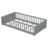 NicBex Twin Size Kids Montessori Bed with Built-in Book Storage Rack,Floor Bed with Fence Design,Toddler bed for Bedroom Playroom - 4 of 4